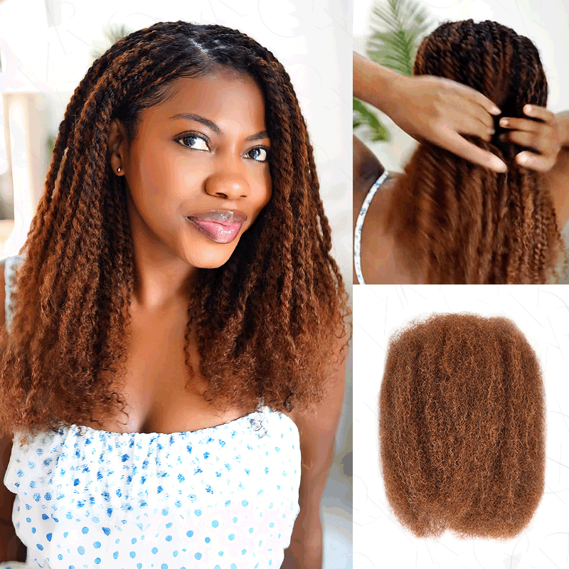 Onimehair™ Mixed Color #4/30 Afro Kinky Bulk Highlights #27/30 Human Hair - Onime Hair