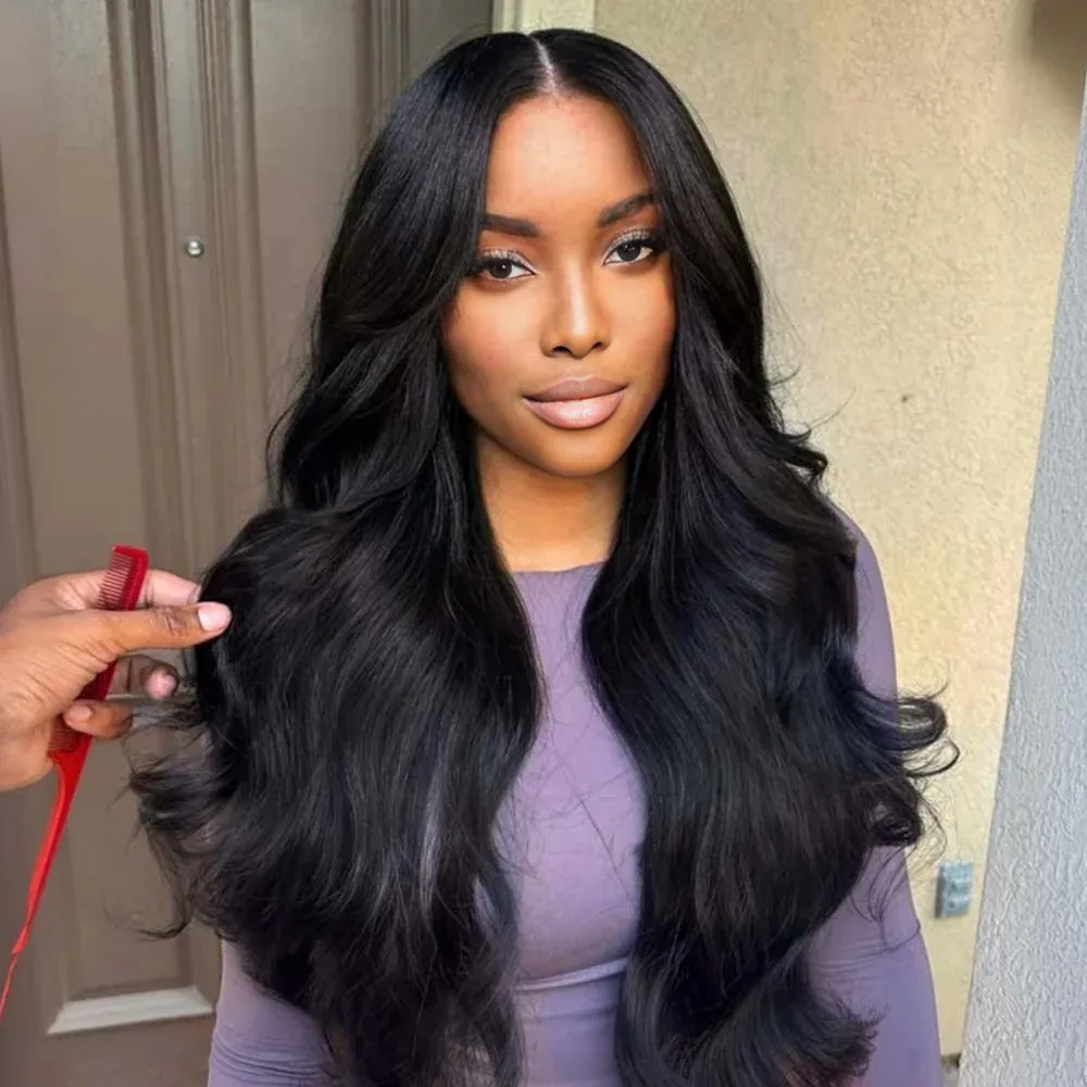 Onime Invisi Edge Seamless Clip in Hair Extensions Yaki Straight #1 Jet Black Real Human Hair
