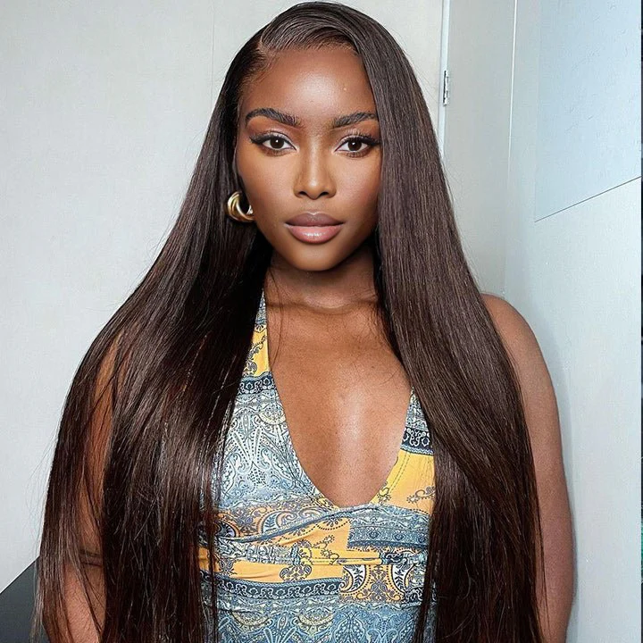Onime Invisi Edge Seamless Clip in Hair Extensions Silky Straight #2 Dark Brown Real Human Hair