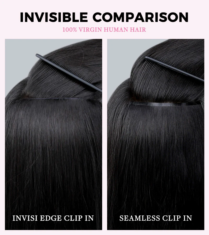 Onime Invisi Edge Seamless Clip in Hair Extensions Body Wave Real Human Hair