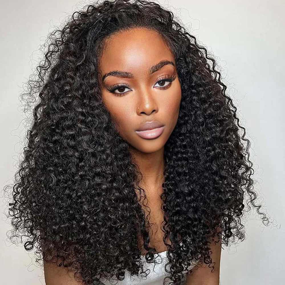 Onime Upgraded Invisi Edge Seamless Clip in Hair Extensions Kinky Curly Human Hair