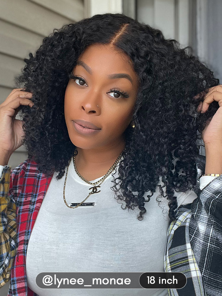 Onimehair™ Pre-cut 9x6 Lace M-cap Wear Go Glueless Mini Knots onimehair Curly Hair HD Lace Front Wig Pre-plucked