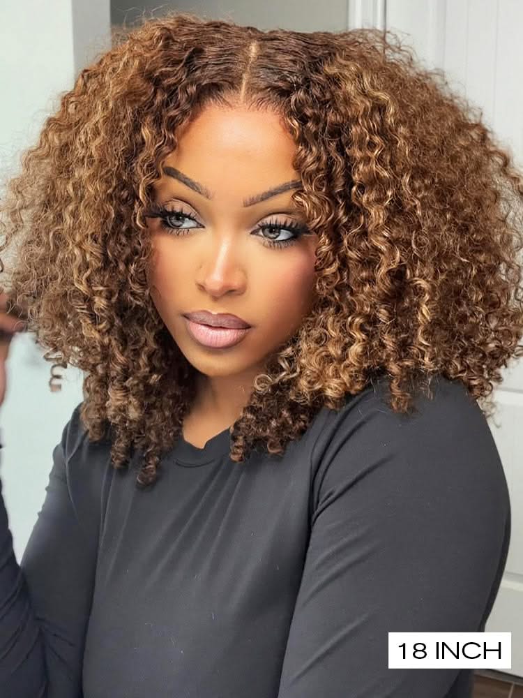 Onimehair™ Wear Go Glueless Highlights Ombre Hair Pre-cut HD Lace onimehair Curly Wig - Onime Hair