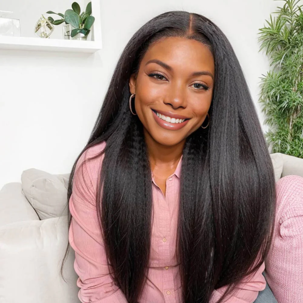 Onime Seamless Clip in Hair Extensions Super Flat Kinky Straight Real Human Hair
