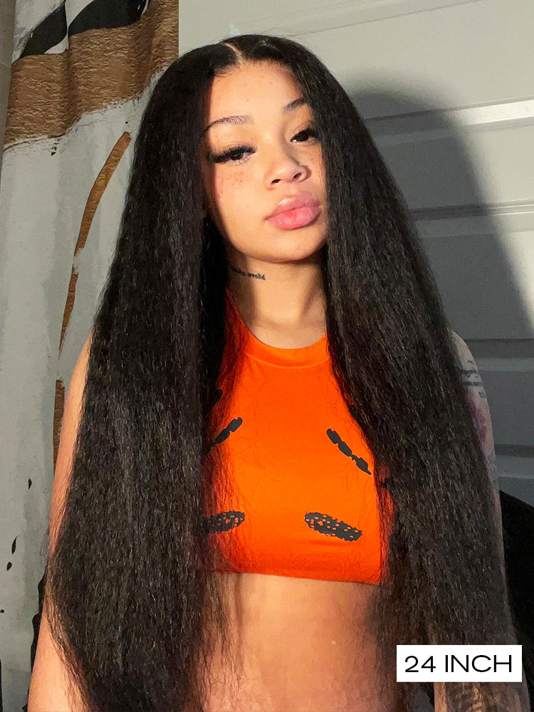 Onimehair™ Pre-bleached onimehair Straight Hair Wear Go Glueless Wig 7x5 Pre-cut HD Lace Pre-plucked
