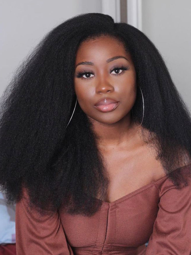 Onimehair™ V Part Glueless No Leave Out onimehair Straight Human Hair Wig Pre-plucked Beginner Friendly