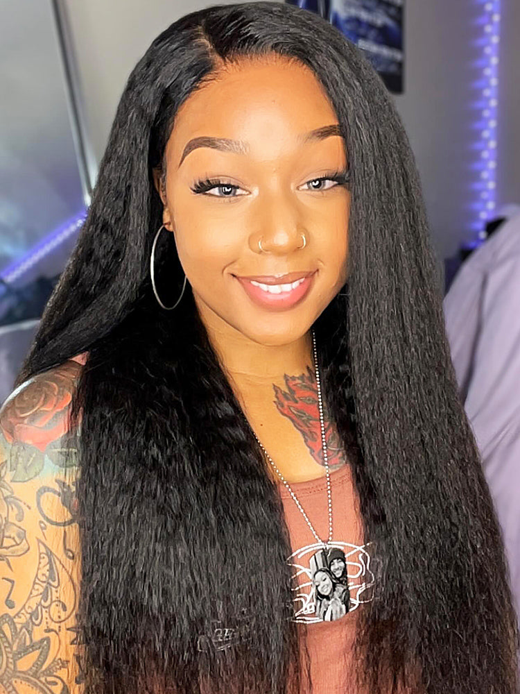 Onimehair™ V Part Glueless No Leave Out onimehair Straight Human Hair Wig Pre-plucked Beginner Friendly
