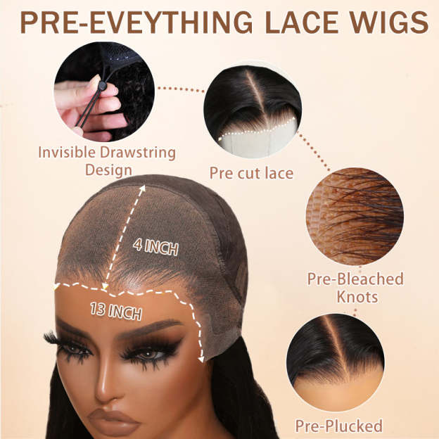 Onimehair™Highlight Light Brown Glueless 7x5 / 13x4 Lace Front Wig Human Hair Loose Wave Clear Transparent Lace Front Colored Wigs Human Hair Pre Plucked 