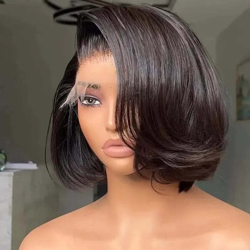 Limited Design | Layered Cut Glueless 5×5 Closure Lace Bob Wig Side Part Wear & Go 200% Density - Onime Hair
