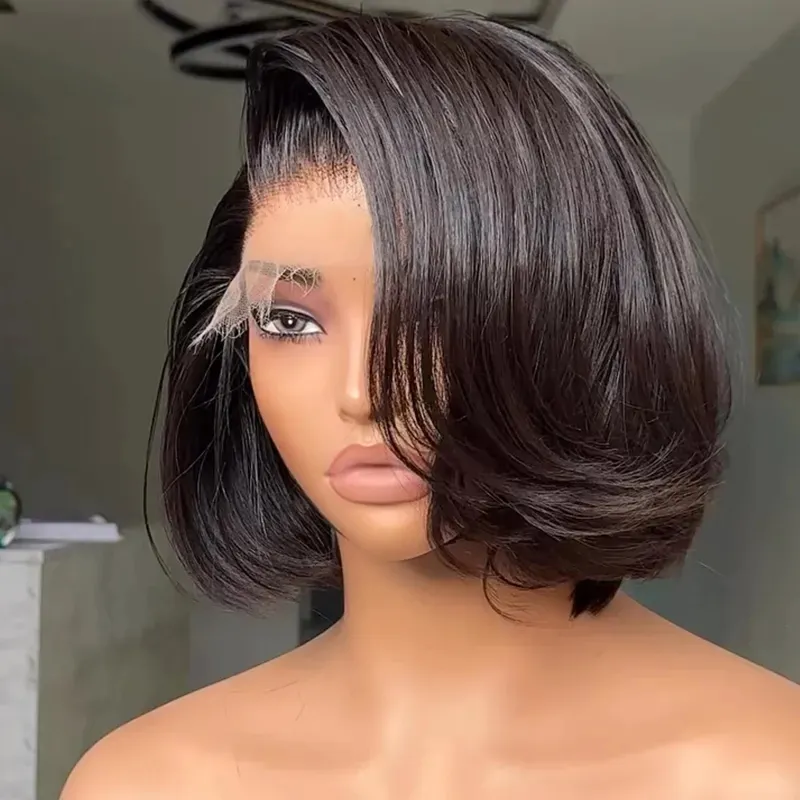 Limited Design | Layered Cut Glueless 6×5 Closure Lace Bob Wig Side Part Wear & Go 200% Density