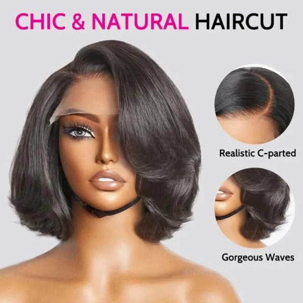 Limited Design | Layered Cut Glueless 5×5 Closure Lace Bob Wig Side Part Wear & Go 200% Density - Onime Hair