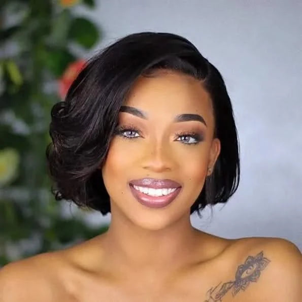 Limited Design | Layered Cut Glueless 5×5 Closure Lace Bob Wig Side Part Wear & Go 200% Density - Onime Hair