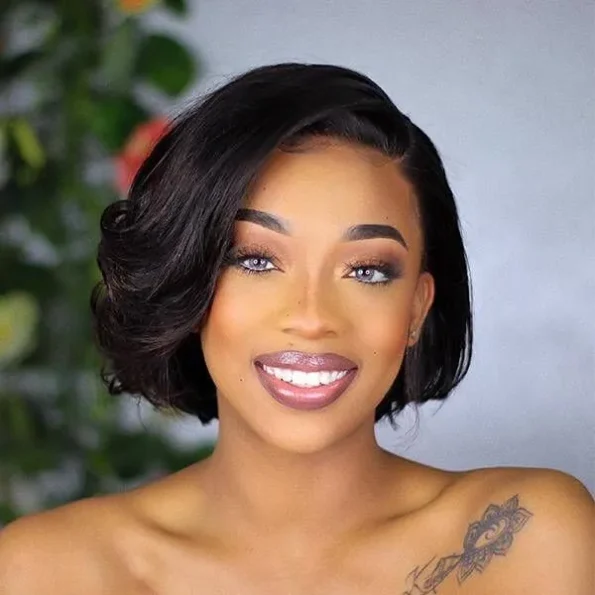 Limited Design | Layered Cut Glueless 6×5 Closure Lace Bob Wig Side Part Wear & Go 200% Density