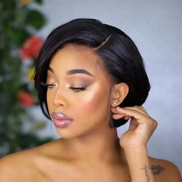 Limited Design | Layered Cut Glueless 5×5 Closure Lace Bob Wig Side Part Wear & Go 200% Density - Onime Hair
