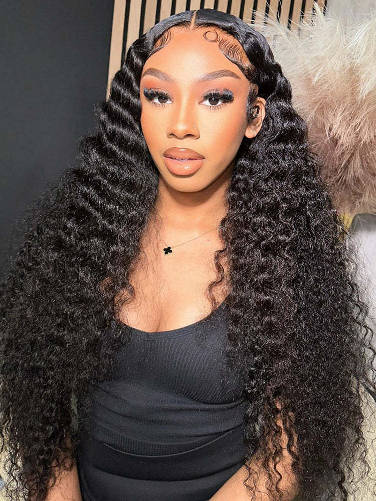 Onimehair™ Pre-bleached Loose Deep Wave Hair Wear Go Glueless Wig 13x4 Pre-cut HD Lace Pre-plucked
