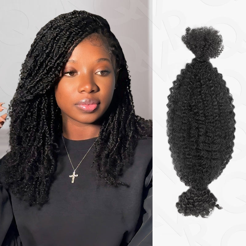 Onimehair™  Upgraded Kinky Bulk Natural Black hair 4a/3c Extensions