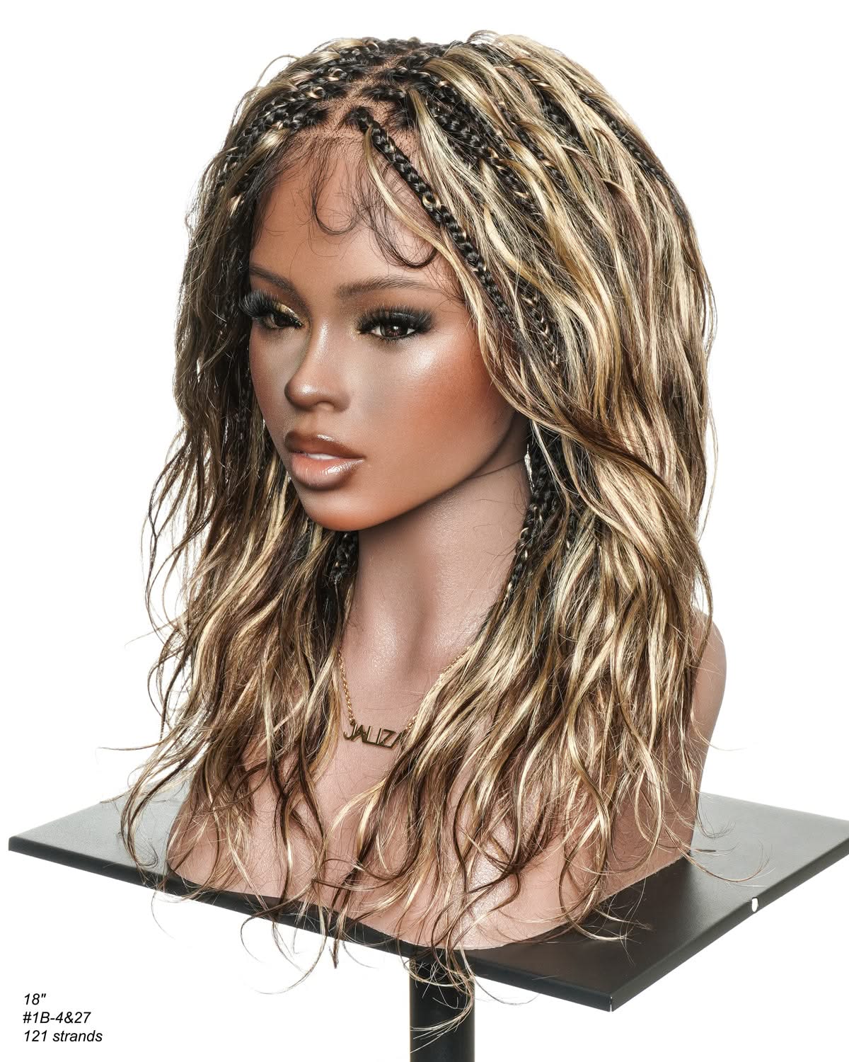 Michelle -  Salon-Style Braided Wig Bora Bora Human Hair Body Wave Pre Bleached Swiss HD Full Lace Boho Box Braids - Onime Hair