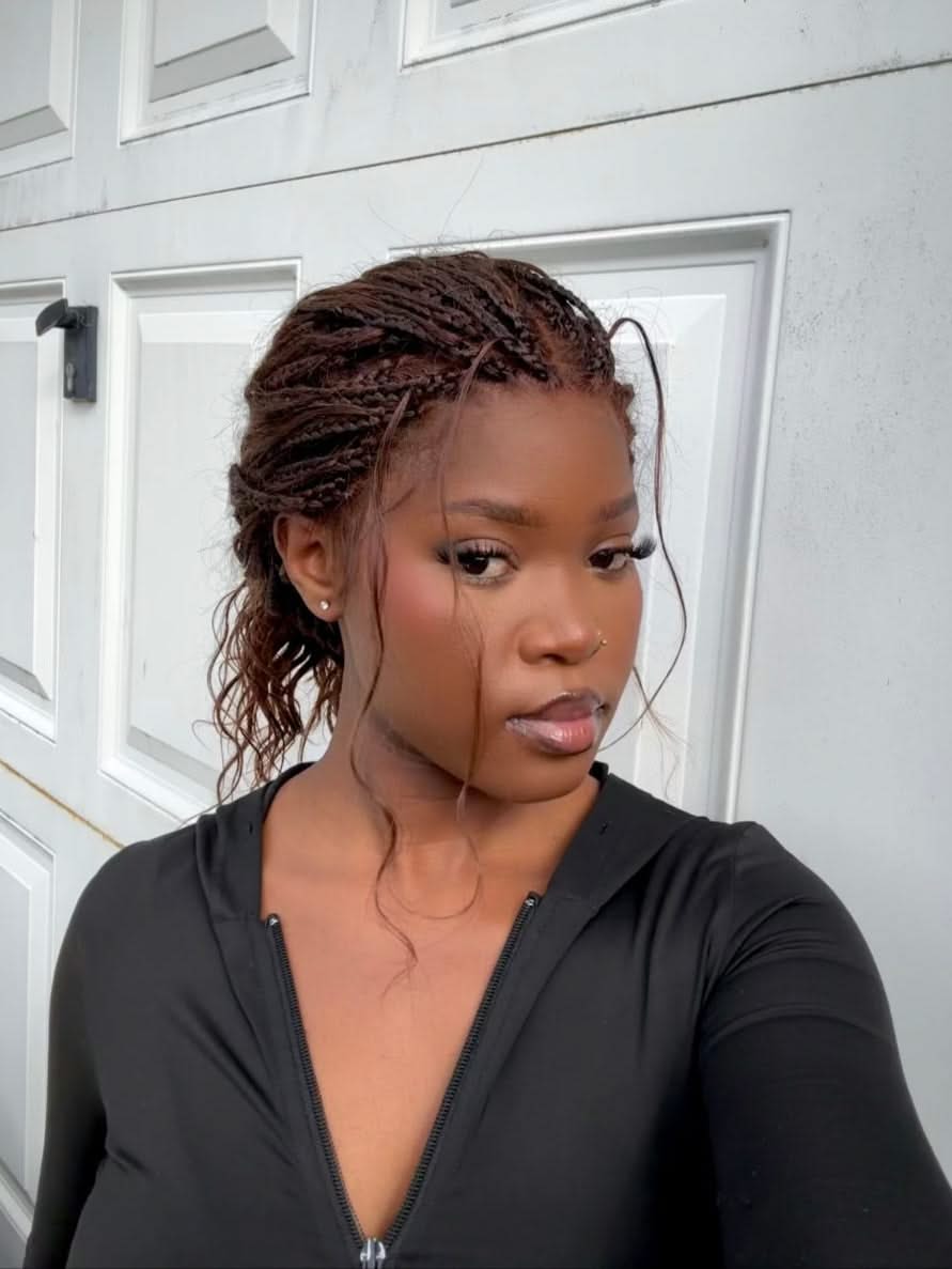 Michelle -  Salon-Style Braided Wig Bora Bora Human Hair Body Wave Pre Bleached Swiss HD Full Lace Boho Box Braids - Onime Hair