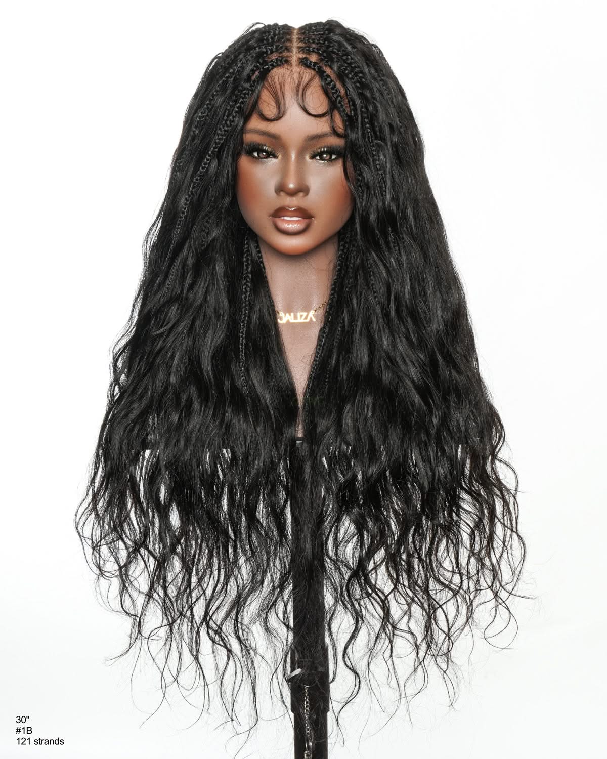 Michelle -  Salon-Style Braided Wig Bora Bora Human Hair Body Wave Pre Bleached Swiss HD Full Lace Boho Box Braids - Onime Hair