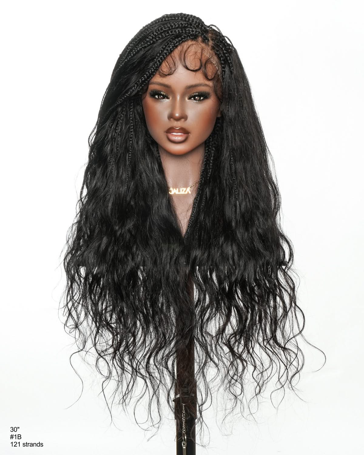 Michelle -  Salon-Style Braided Wig Bora Bora Human Hair Body Wave Pre Bleached Swiss HD Full Lace Boho Box Braids - Onime Hair
