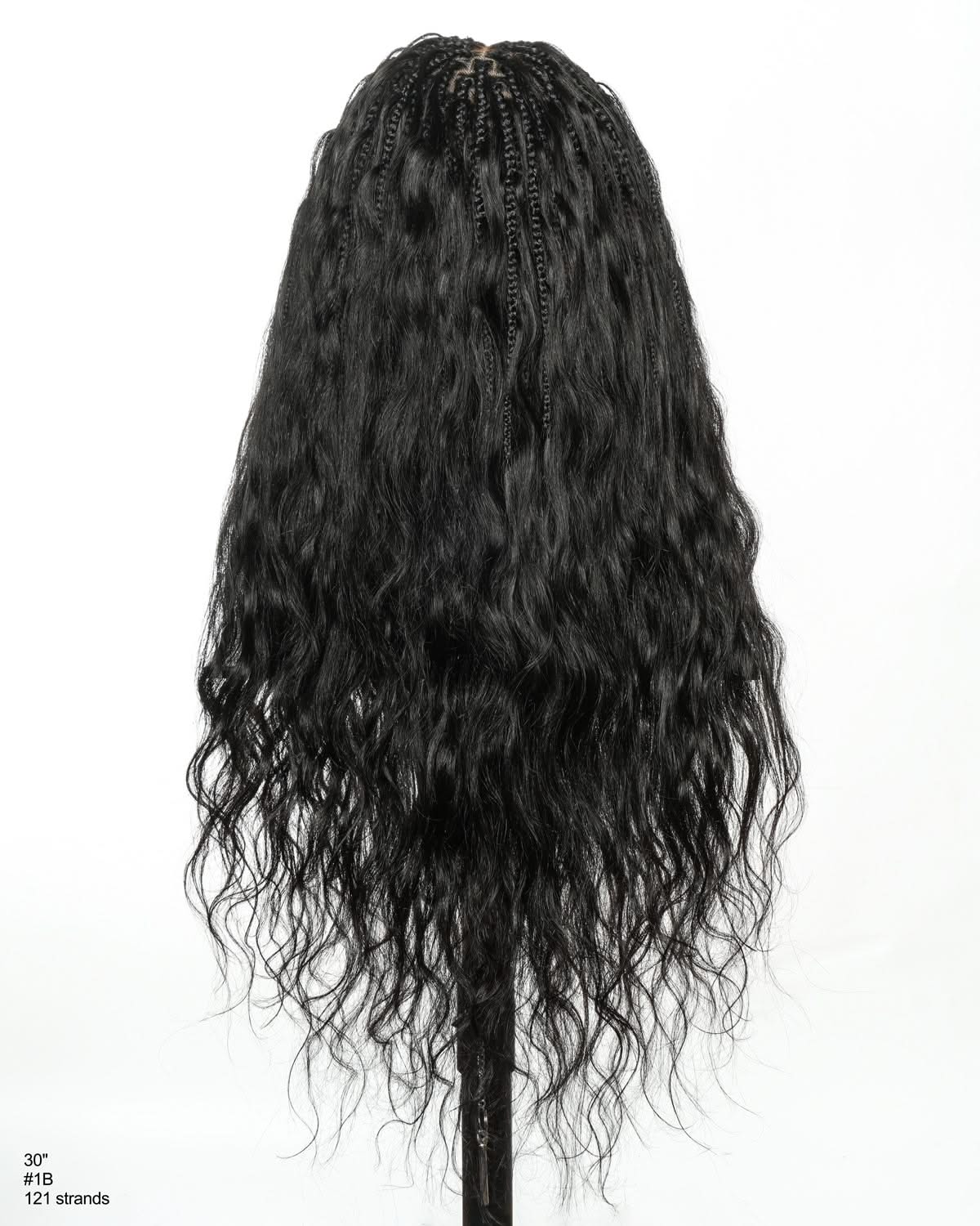 Michelle -  Salon-Style Braided Wig Bora Bora Human Hair Body Wave Pre Bleached Swiss HD Full Lace Boho Box Braids - Onime Hair