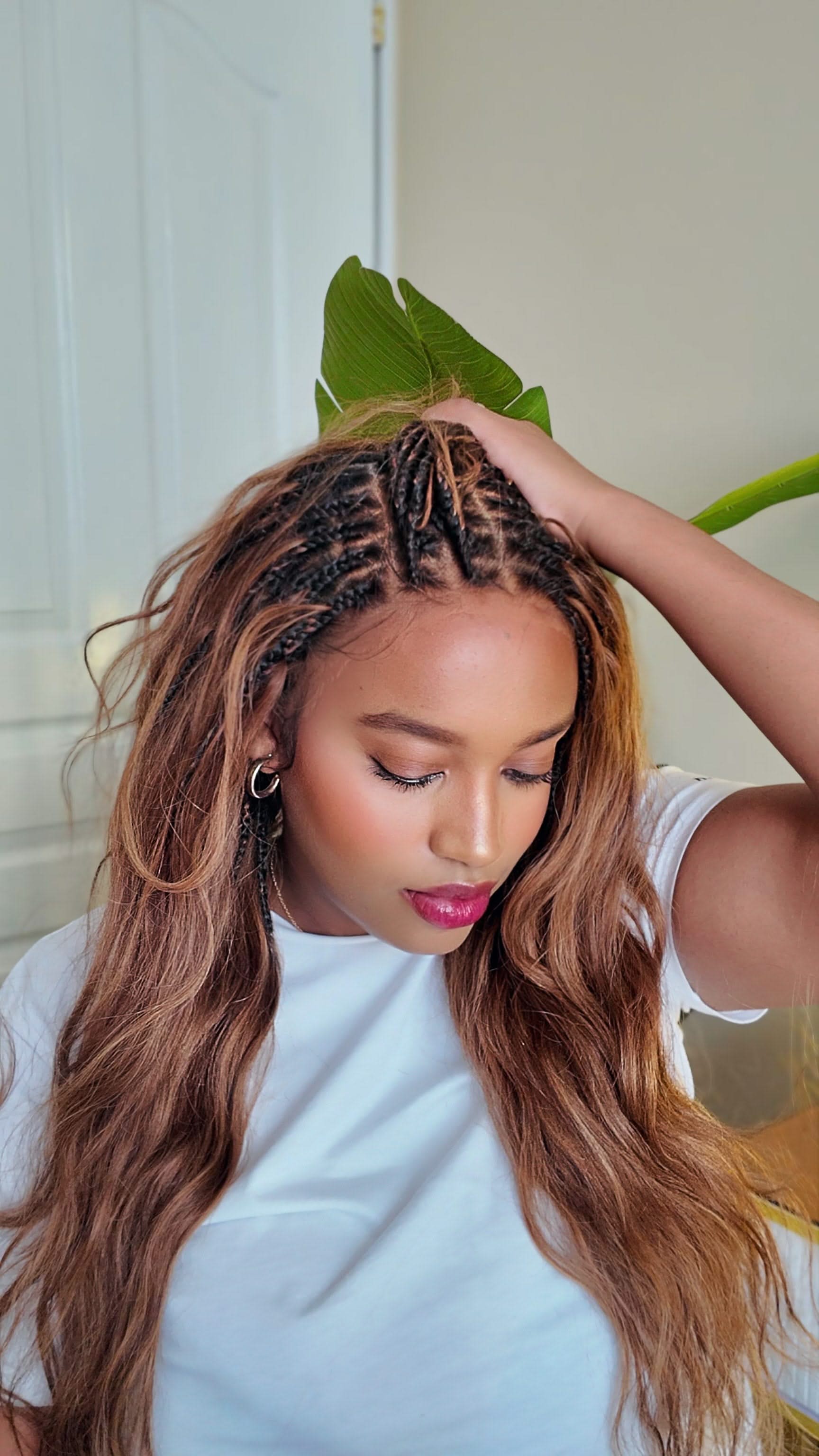 Michelle -  Salon-Style Braided Wig Bora Bora Human Hair Body Wave Pre Bleached Swiss HD Full Lace Boho Box Braids - Onime Hair