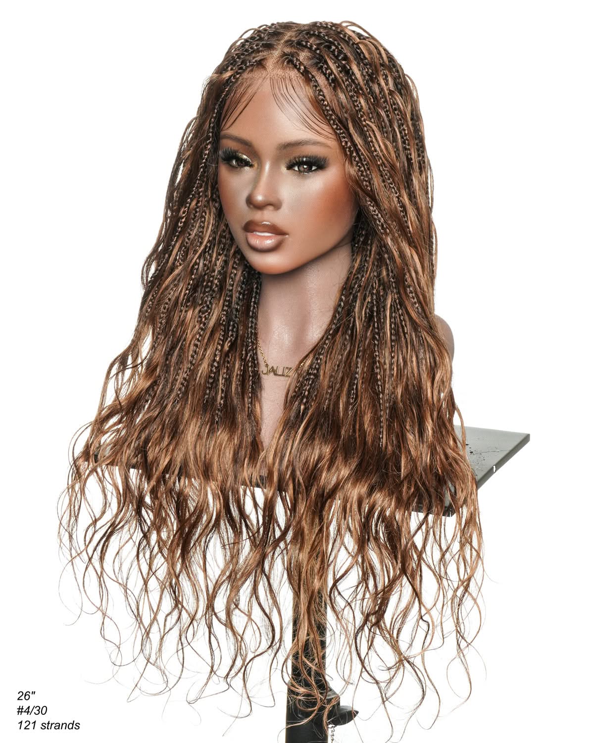 Michelle -  Salon-Style Braided Wig Bora Bora Human Hair Body Wave Pre Bleached Swiss HD Full Lace Boho Box Braids - Onime Hair