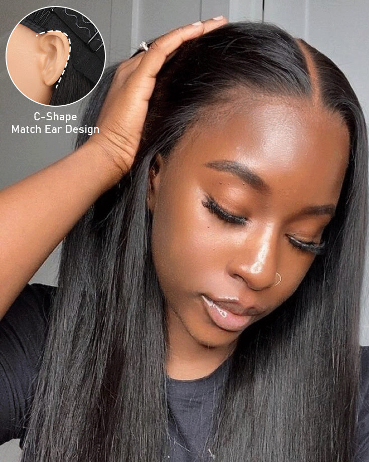 Onimehair™ 9x6 HD Lace M-cap Wear Go Glueless Mini Knots Straight Hair Pre-cut Lace Front Wig Pre-plucked