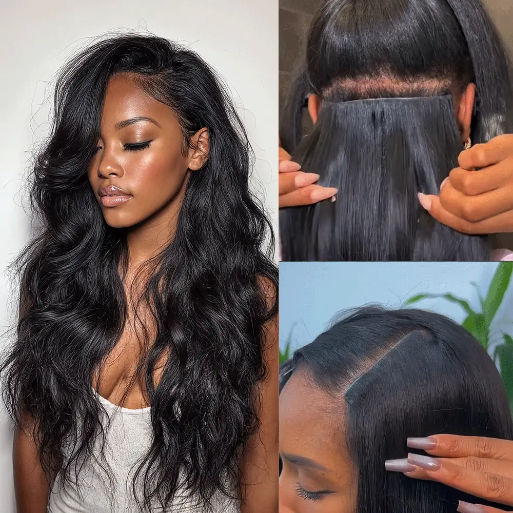 Onime Body Wave / Yaki Straight / Kinky Curly / Kinky Straight / Straight Ultra Invisi Edges Clip in Hair Extensions
