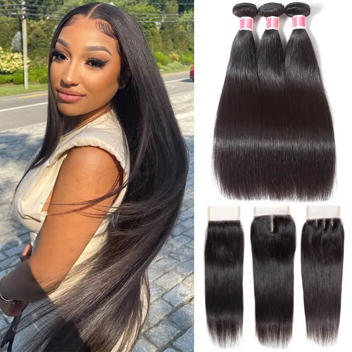 onimehair Straight Hair Bundles  Closure