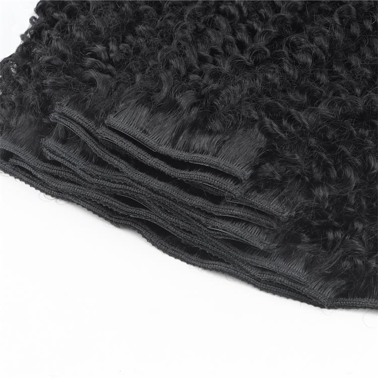 Bouncy Curly Invisible Edge Clip in Hair Extensions Human Hair 