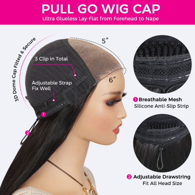 Water Wave Pull Go Drawstring Glueless 6×5 13×6 PartingMax HD Lace Frontal Human Hair Wig