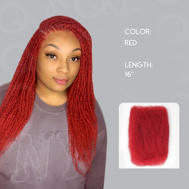 Onimehair™ Upgrade Red Color Afro kinky Bulk Hair Extensions For Braiding Dreadlock Human Hair
