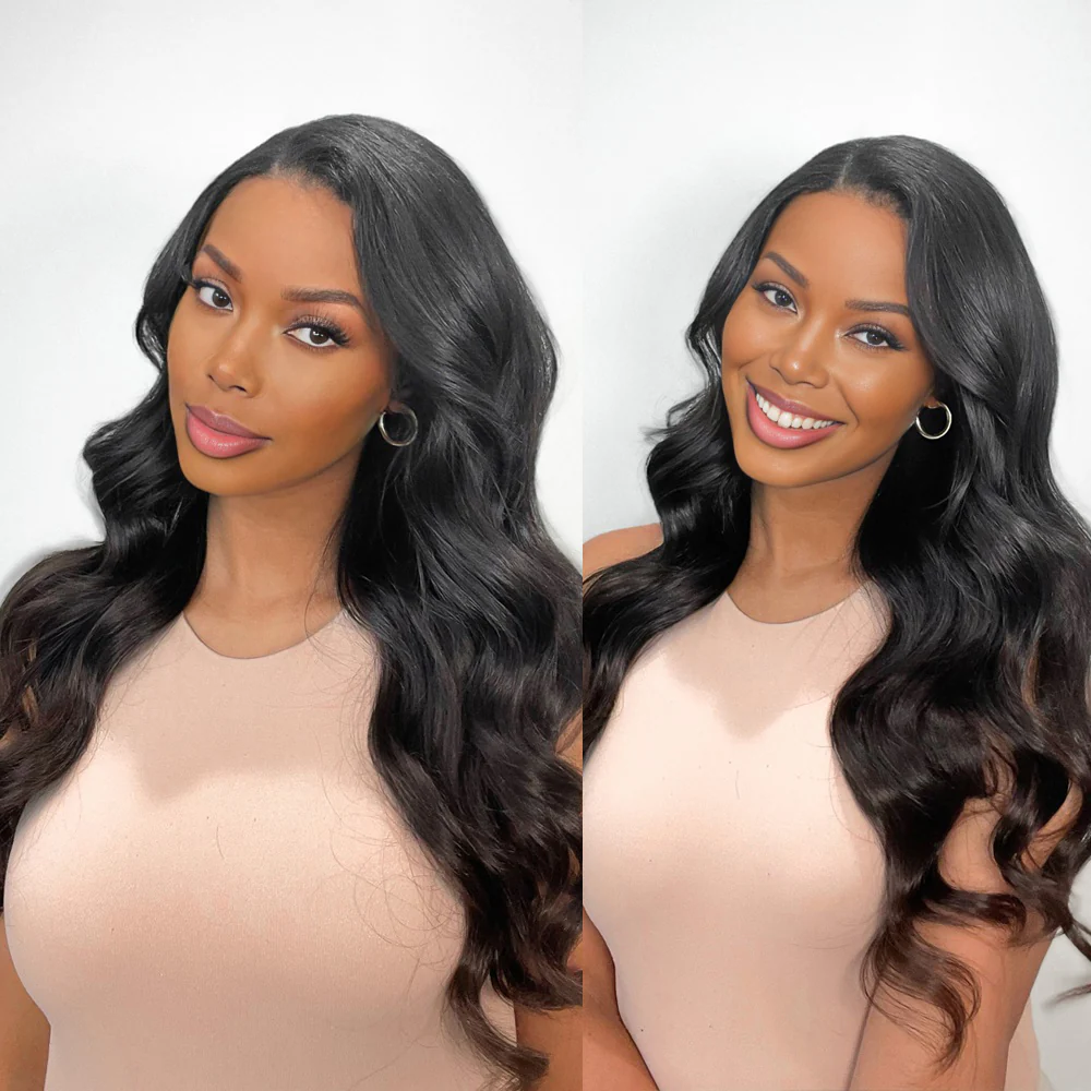 Onime Seamless Clip in Hair Extensions Super Flat Body Wave Human Hair