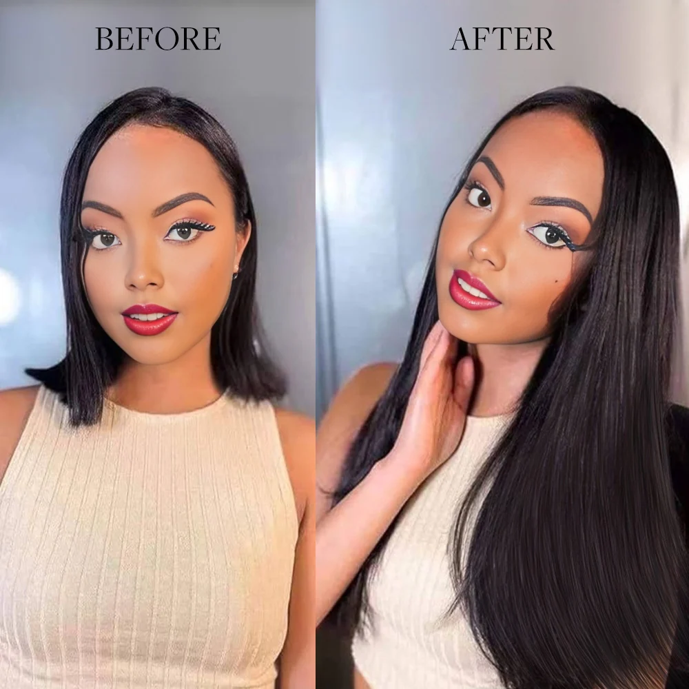 Onime Invisi Edge Seamless Clip in Hair Extensions Yaki Straight Real Human Hair