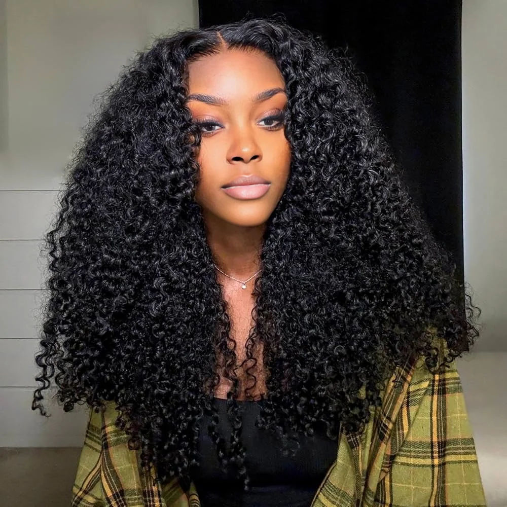Onime Upgraded Seamless Clip in Hair Extensions Kinky Curly Real Human Hair