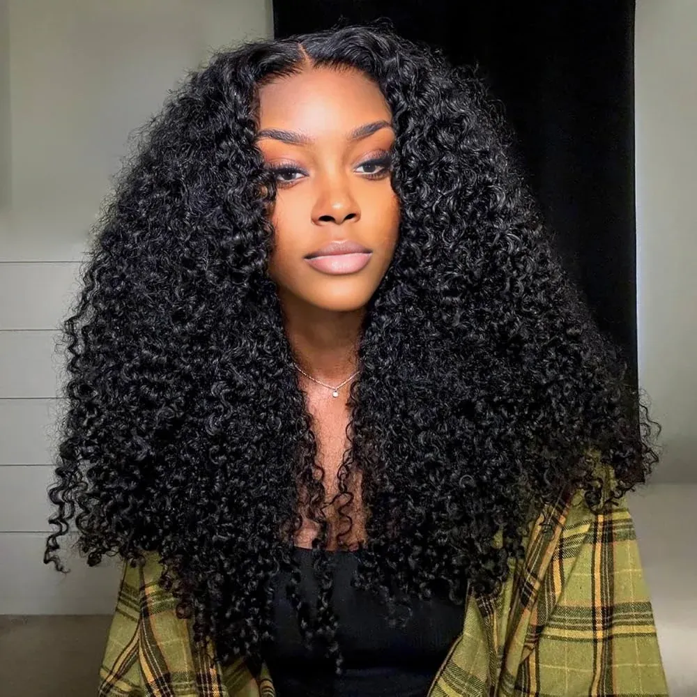 Onime Upgraded Seamless Clip in Hair Extensions Kinky Curly Real Human Hair