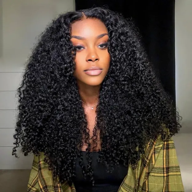 Onime Upgraded Seamless Clip in Hair Extensions Kinky Curly Real Human Hair