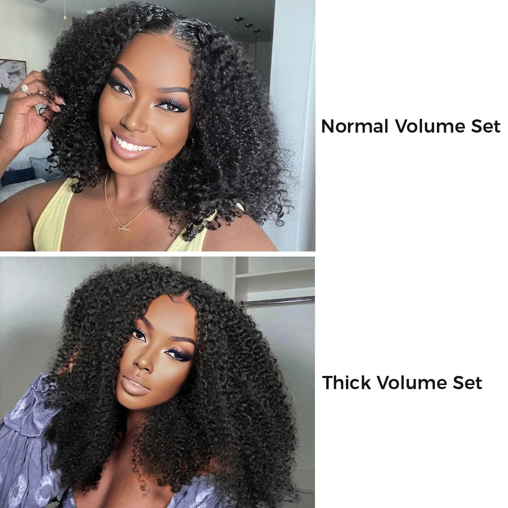Onime Upgraded Seamless Clip in Hair Extensions Kinky Curly Real Human Hair