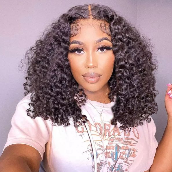Wear Go Pre-Cut Lace Short Bouncy Curly wig Upgrade 6×5 Lace Deep Curly Glueless Wig