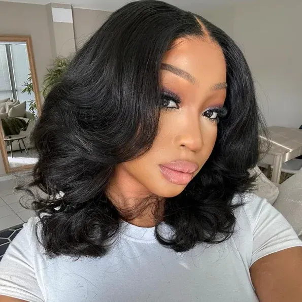 Wear Go Short Loose Wave 6×5 Lace Wig Barrel Curls Glueless Wig Pre Cut Lace 180% Density
