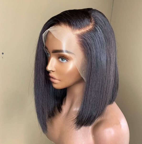 Glueless Side Part Silky Straight Short Bob C Part HD Lace Wig 100% Human Hair 180% - Onime Hair