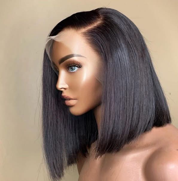 Glueless Side Part Silky Straight Short Bob C Part HD Lace Wig 100% Human Hair 180% - Onime Hair