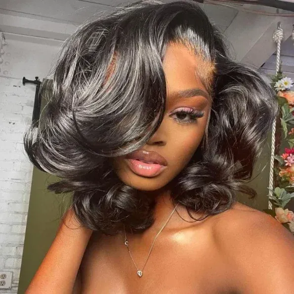 Trendy Short Loose Curl Side Part Human Hair Wig 6×5 Pre Cut HD Lace Glueless Wig