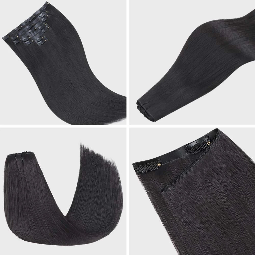 Onime Genius Seamless Clip in Hair Extensions Silky Straight Real Human Hair