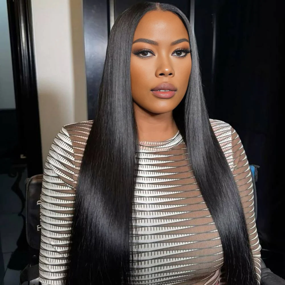 Onime Seamless Clip in Hair Extensions Super Flat Silky Straight Real Human Hair