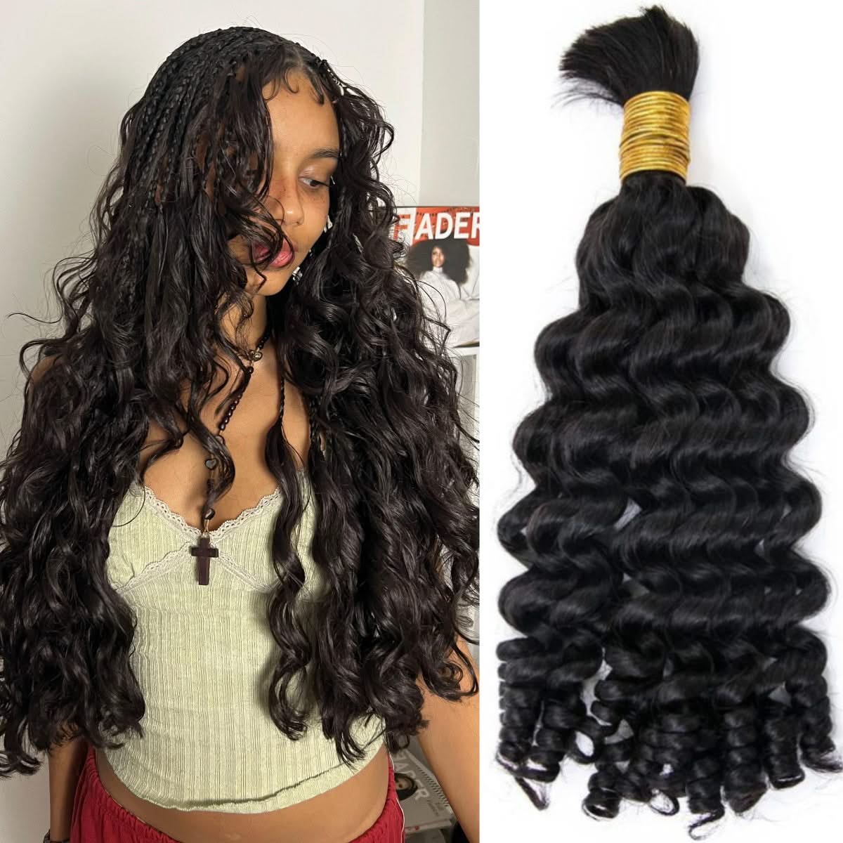 Spiral Curly Human Bulk Hair Extensions For Braiding & Boho Braids - Onime Hair