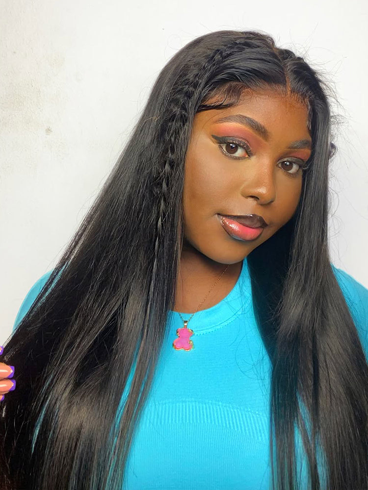 Onimehair™ Pre-bleached 13x4 Swiss HD Lace/Transparent Lace Wigs Straight Long Hair Lace Front Wigs