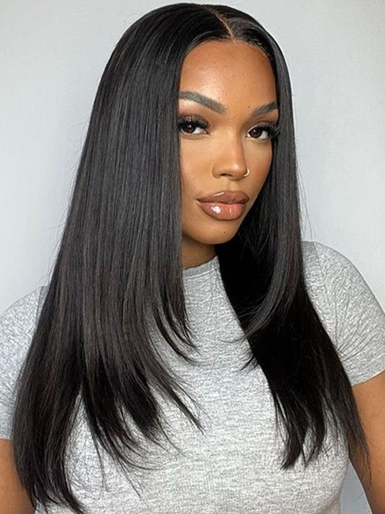 Onimehair™ Layered Cut Pre-bleached Straight Hair Wear Go Glueless Wig 13x4 Pre-cut HD Lace Pre-plucked