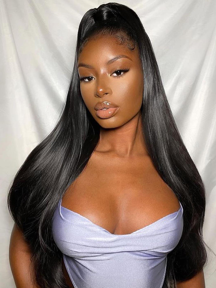 Onimehair™ Pre-bleached 13x4 Swiss HD Lace/Transparent Lace Wigs Straight Long Hair Lace Front Wigs